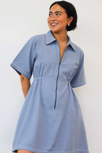 Utility Dress, Pebble Blue