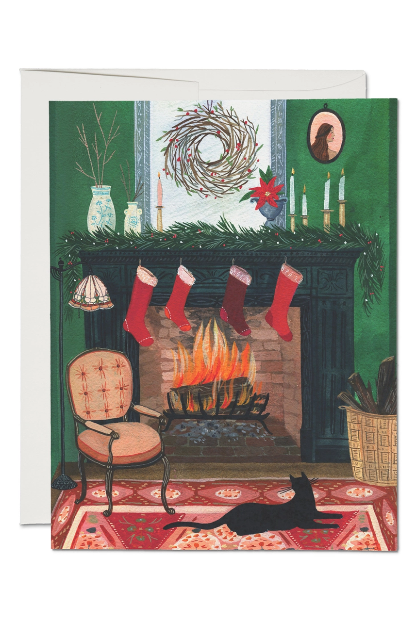 Christmas By The Fireplace Greeting Card