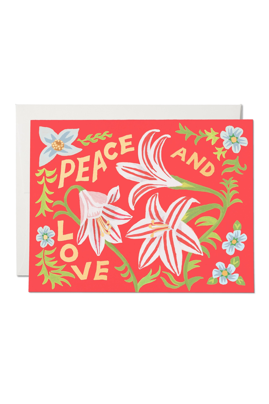 Peace And Love Amaryllis Greeting Card