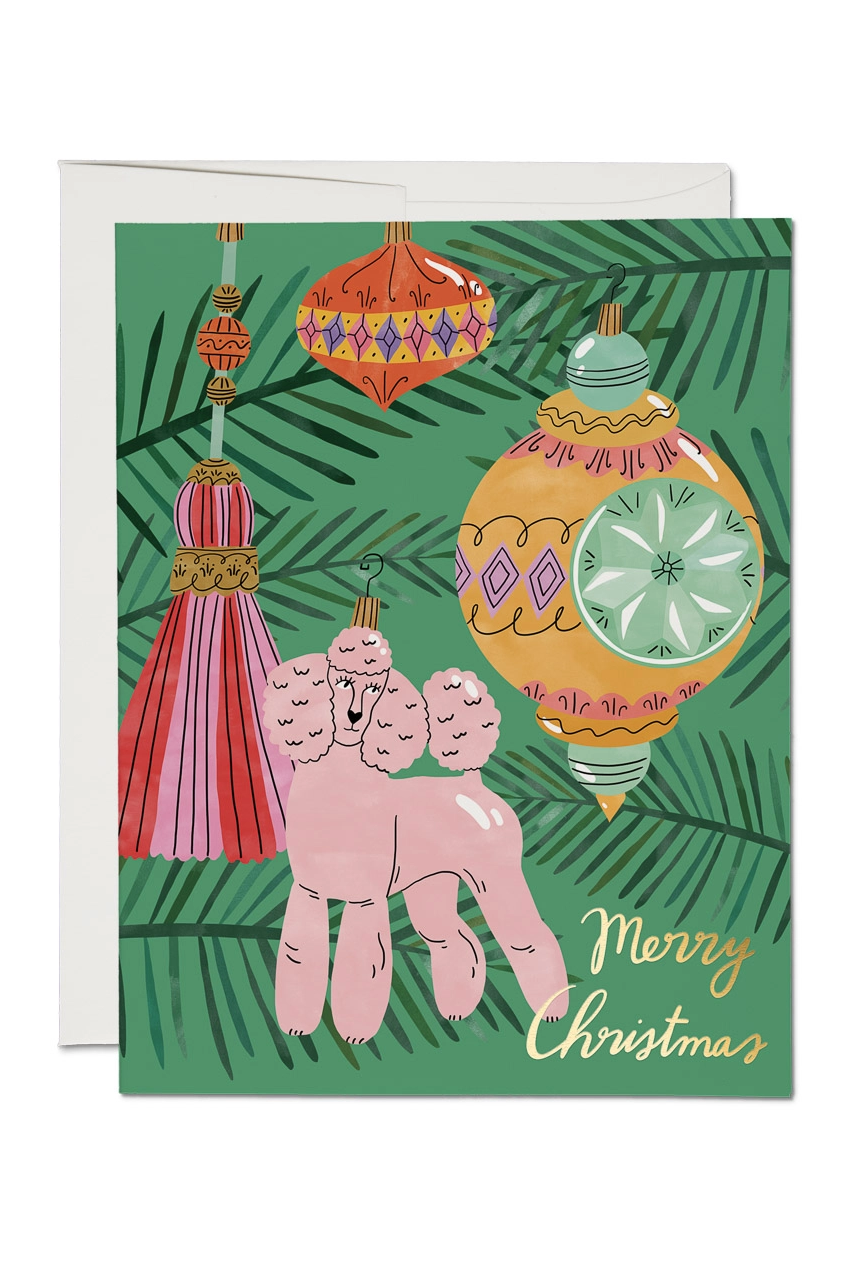 Christmas Poodle Greeting Card