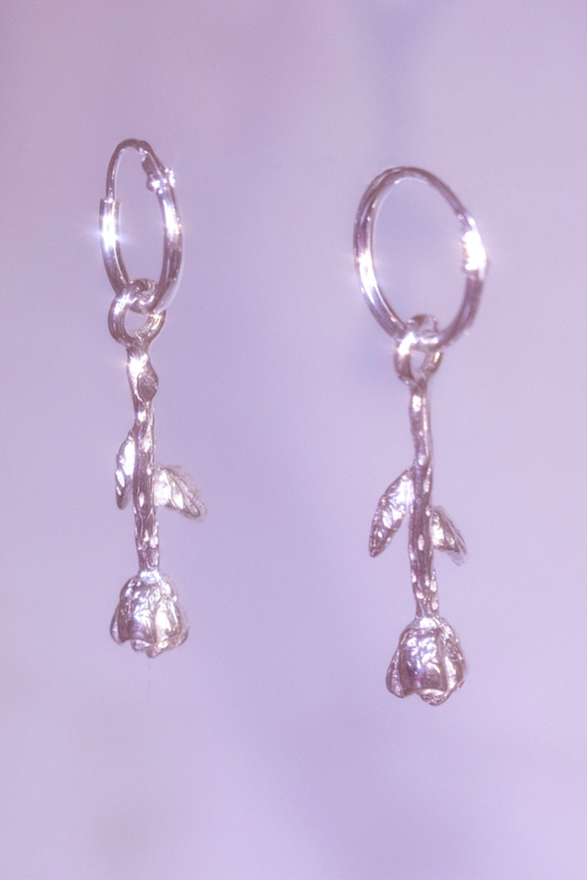 Rose Earrings, Silver