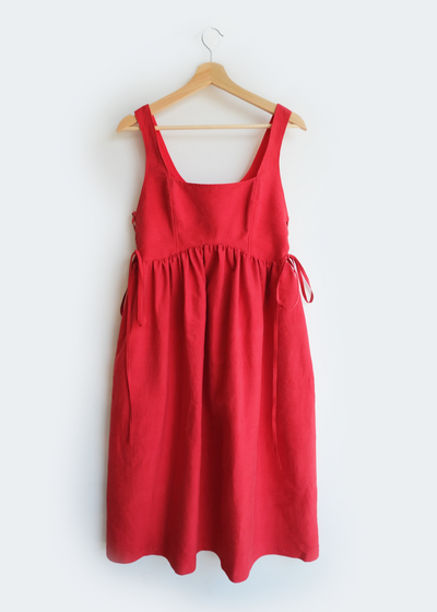 Tulip Dress, Red Silk