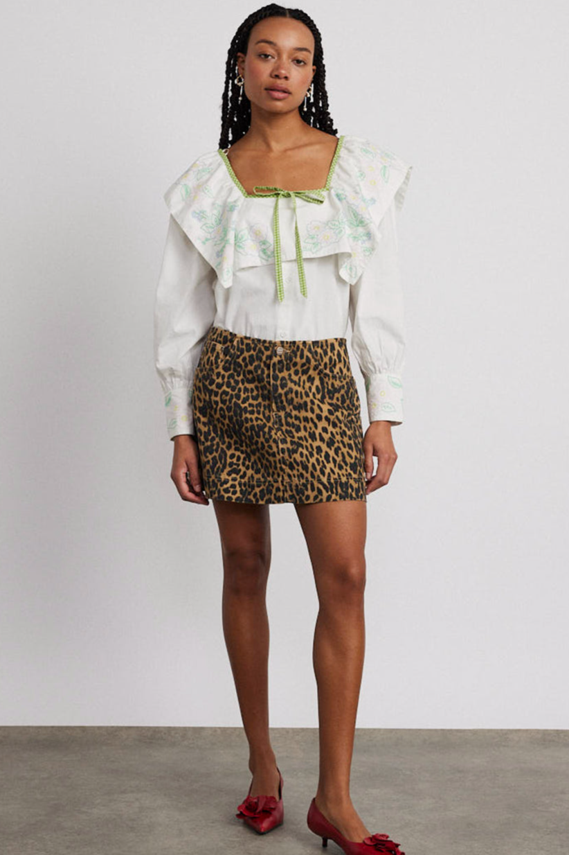 Lily Denim Mini Skirt, Leopard