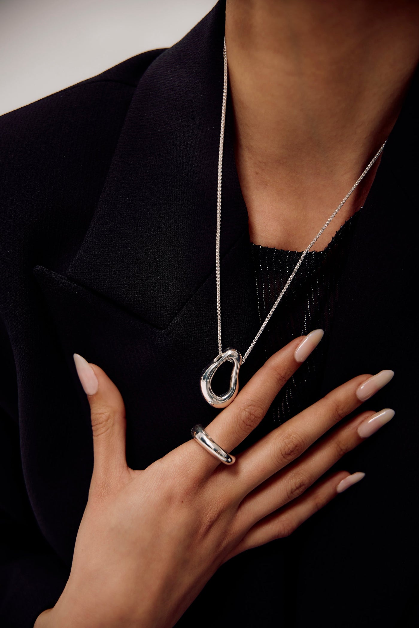 Andrea Pendant Necklace, Silver