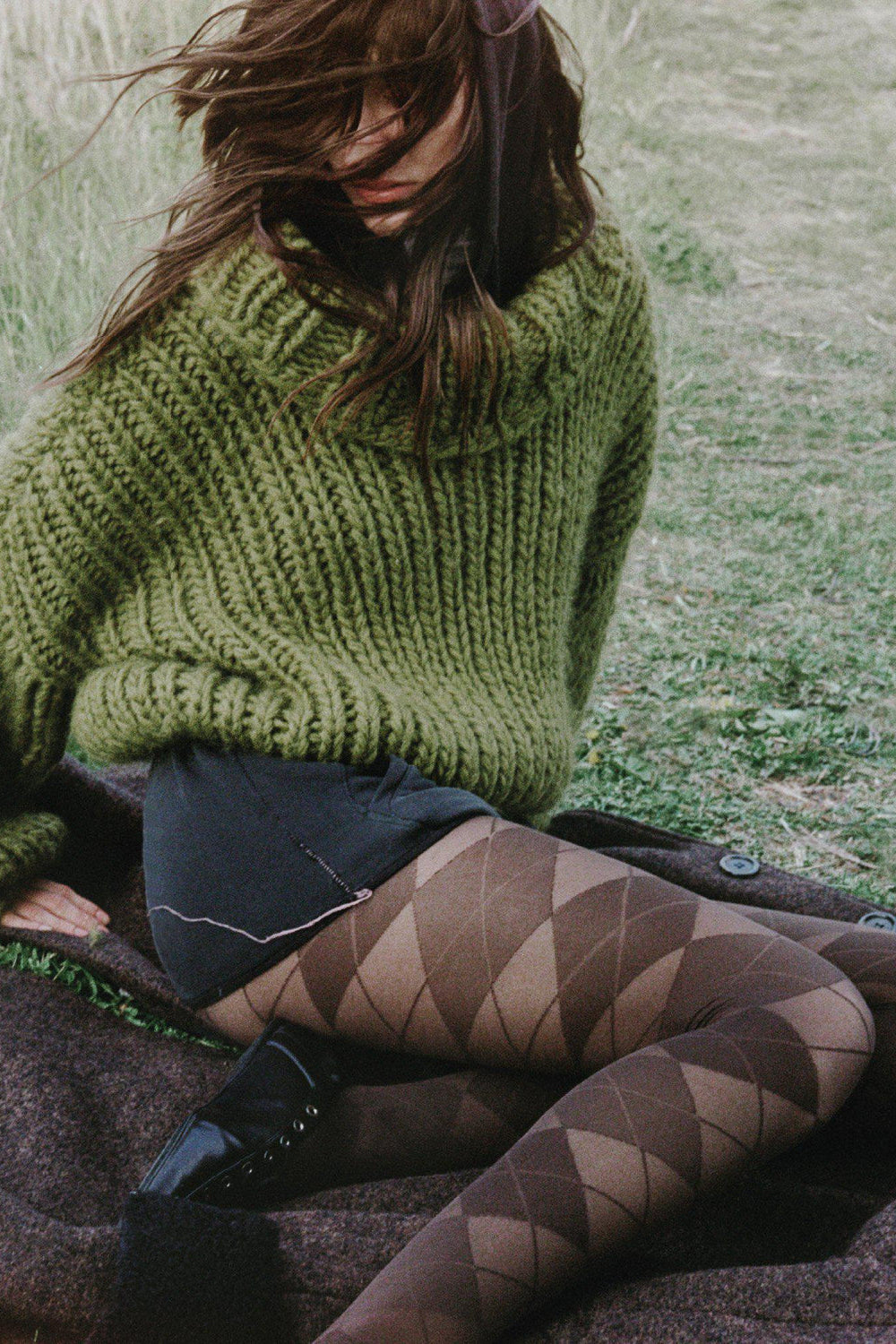 Rebecka Argyle Tights, Dark Brown