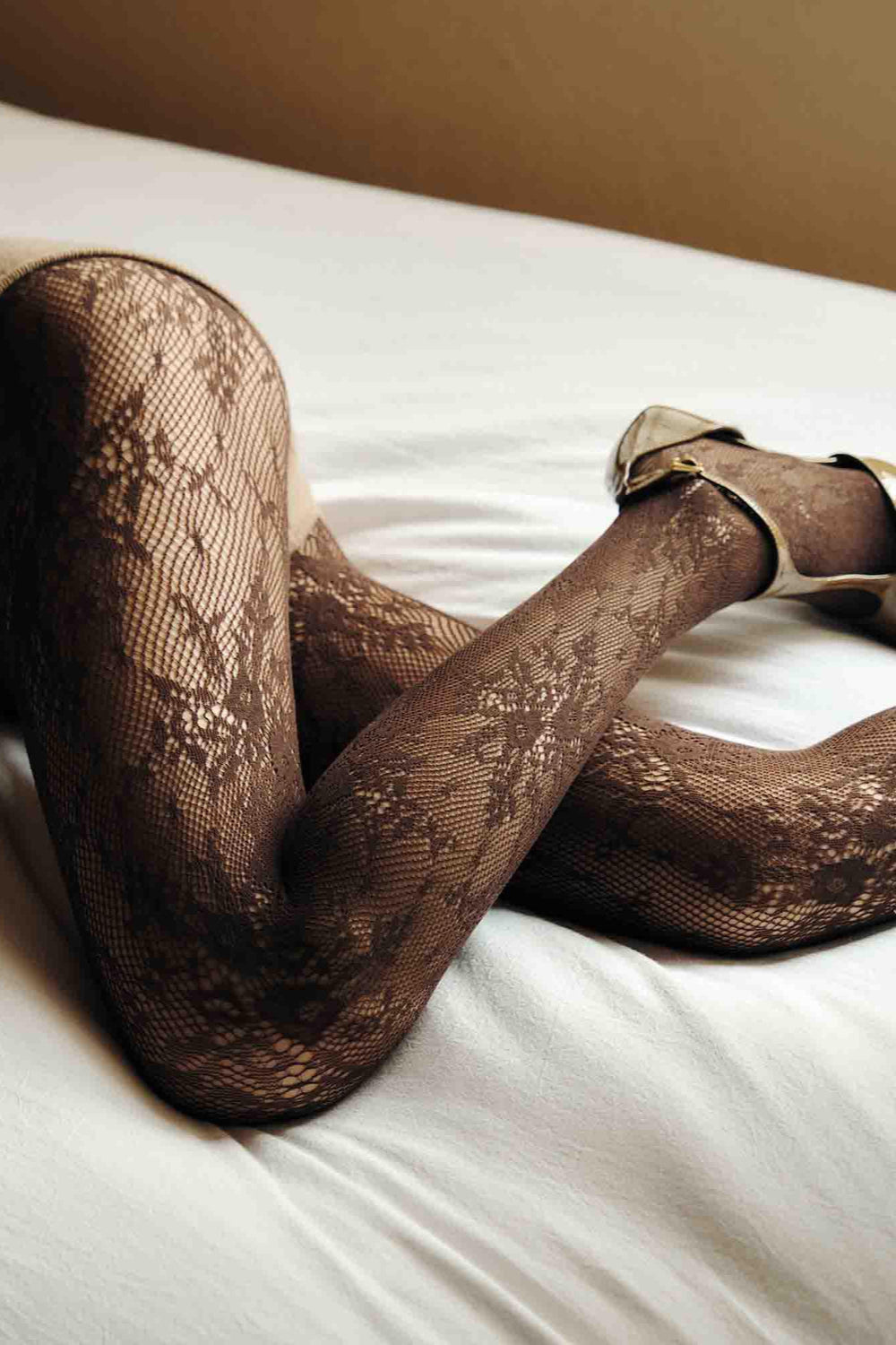 Rosa Lace Tights, Dark Brown