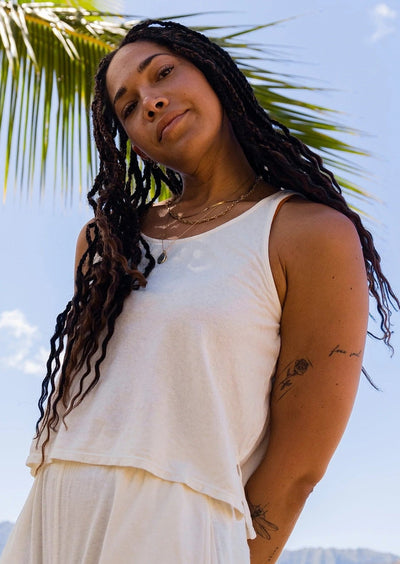 Cropped Tank, Washed White