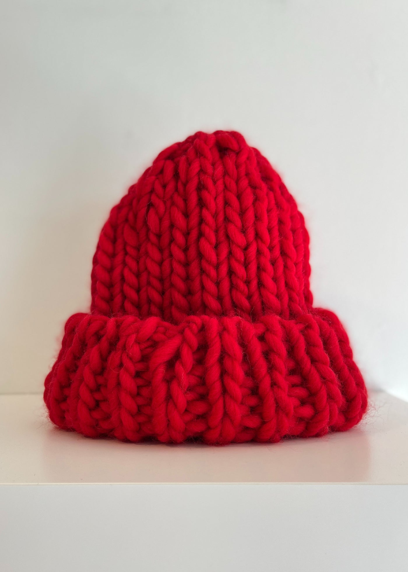 Chunky Wool Hat, Red