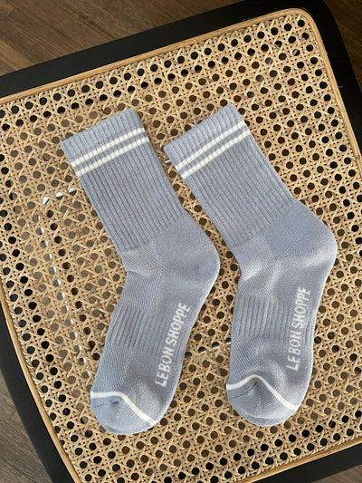 Boyfriend Sock, Blue Gray